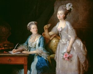 彼女の娘と年配の女性の肖像画